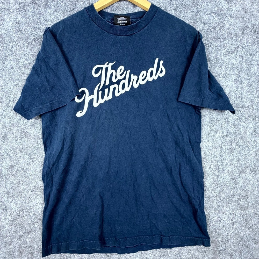The Hundreds T-Shirt Mens‎ Medium Blue Spellout Graphic Cotton Casual Crew Neck